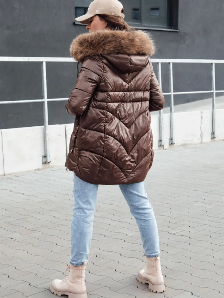 Kurtki Damskie>Dstreet Kurtka zimowa damska z kapturem WINTERCHIC kawowa TY4458