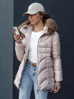 Kurtki Damskie>Dstreet Kurtka zimowa damska z kapturem WINTERCHIC różowa TY4441