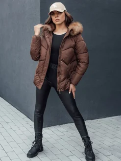Kurtki Damskie>Dstreet Kurtka zimowa damska z kapturem WAYWARD brązowa TY4529