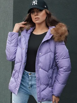 Kurtki Damskie>Dstreet Kurtka zimowa damska z kapturem WAYWARD fioletowa TY4489