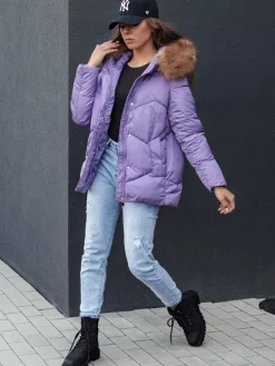 Kurtki Damskie>Dstreet Kurtka zimowa damska z kapturem WAYWARD fioletowa TY4489
