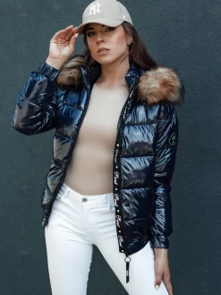 Kurtki Damskie>Dstreet Kurtka zimowa damska z kapturem MELANI granatowa TY4487