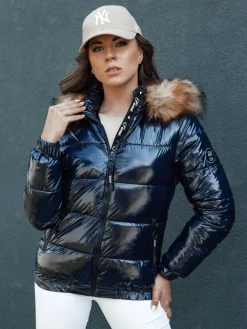 Kurtki Damskie>Dstreet Kurtka zimowa damska z kapturem MELANI granatowa TY4487