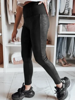 Spodnie Damskie>Dstreet Legginsy damskie woskowane z wysokim stanem NIVANA czarne UY2295