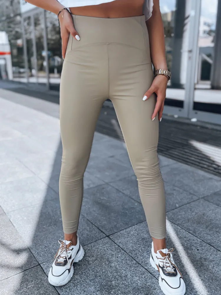Spodnie Damskie>Dstreet Legginsy damskie woskowane WAXED CHIC beżowe UY1561