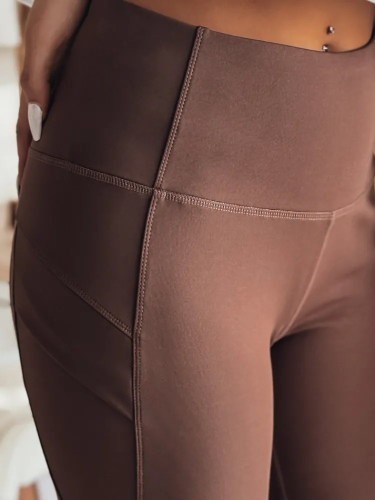 Spodnie Damskie>Dstreet Legginsy damskie z wysokim stanem FLEXION jasnobrązowe UY2341