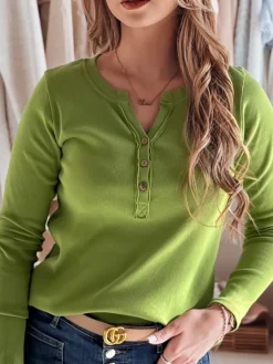 Bluzki Damskie>Dstreet Long sleeve damski one size FELORIA limonkowy RY2775