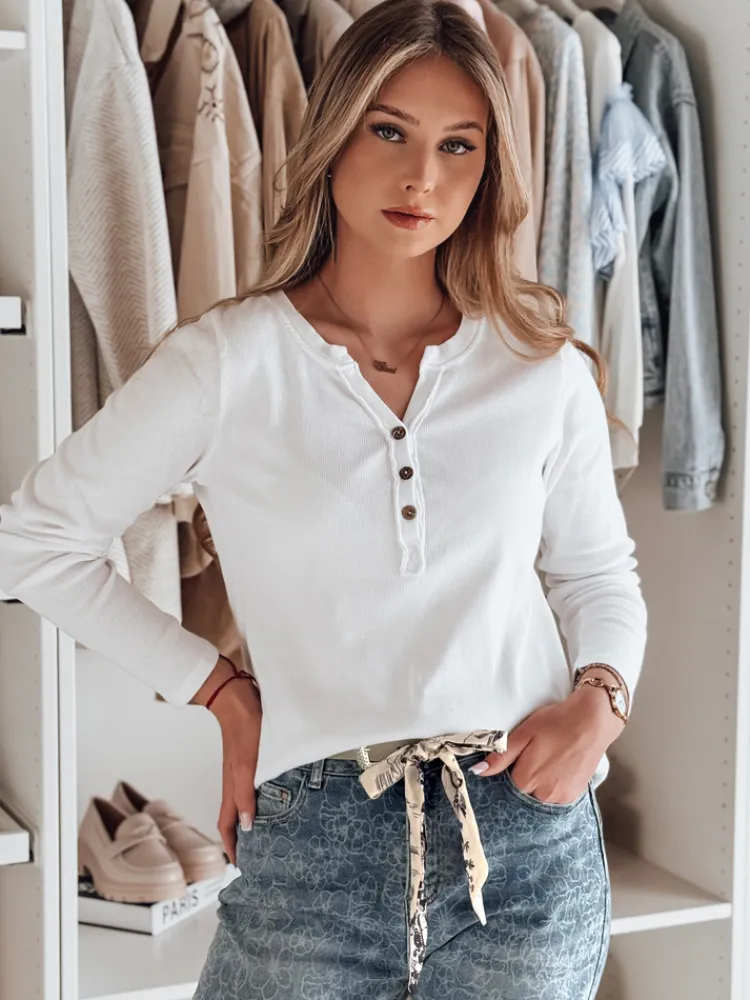 Bluzki Damskie>Dstreet Long sleeve damski one size FELORIA biały RY2779