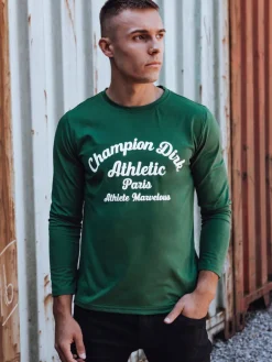 Koszulki Męskie>Dstreet Longsleeve męski z nadrukiem zielony LX0573
