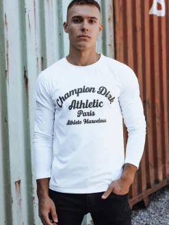 Koszulki Męskie>Dstreet Longsleeve męski z nadrukiem biały LX0572