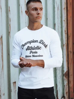 Koszulki Męskie>Dstreet Longsleeve męski z nadrukiem biały LX0572