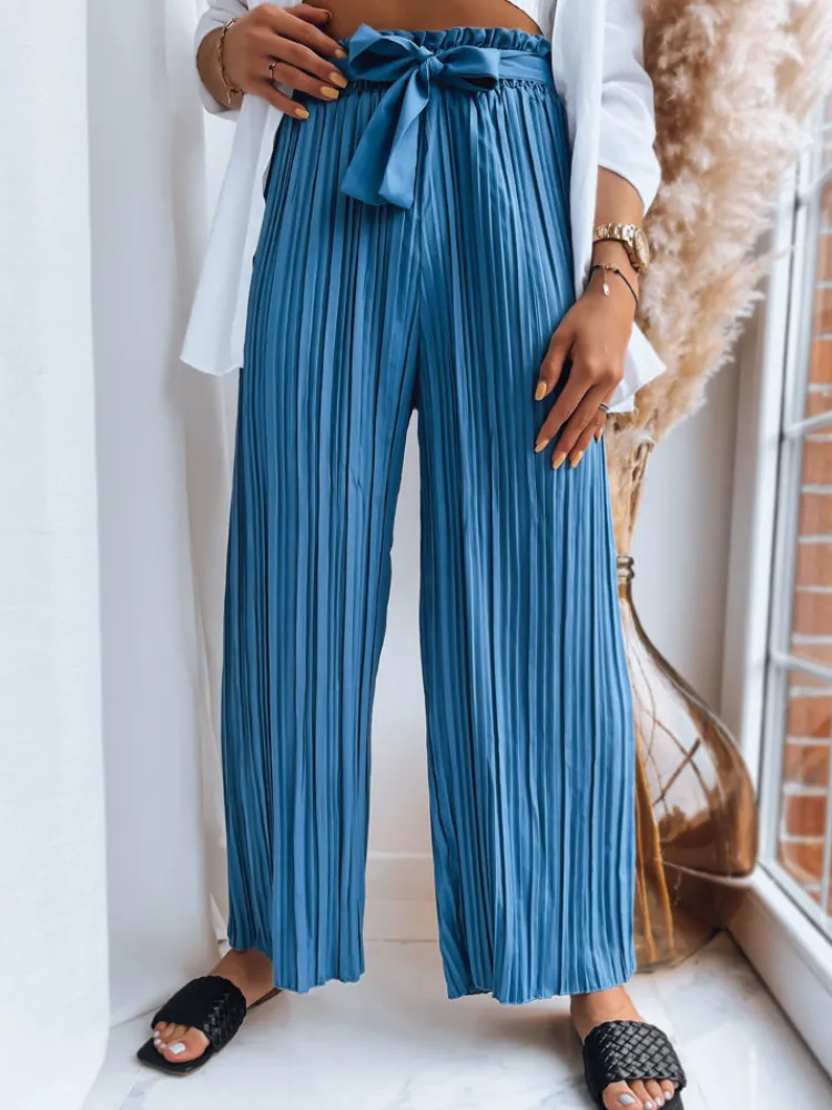 Spodnie Damskie>Dstreet Marszczone spodnie damskie RUFFLES niebieskie UY1541