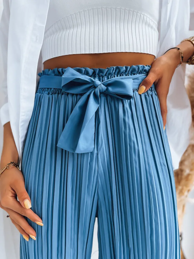 Spodnie Damskie>Dstreet Marszczone spodnie damskie RUFFLES niebieskie UY1541