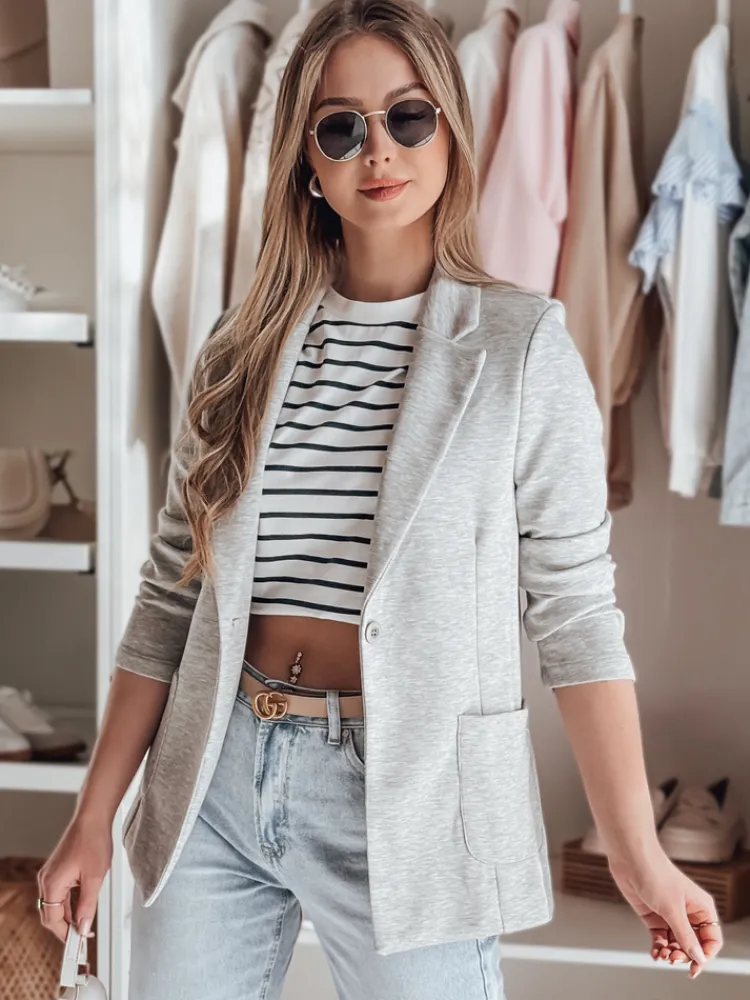 Marynarki Damskie>Dstreet Marynarka damska CLASSVENT jasnoszara PY0108