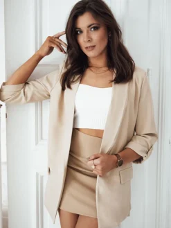 Marynarki Damskie>Dstreet Marynarka damska MADELINE beżowa PY0071