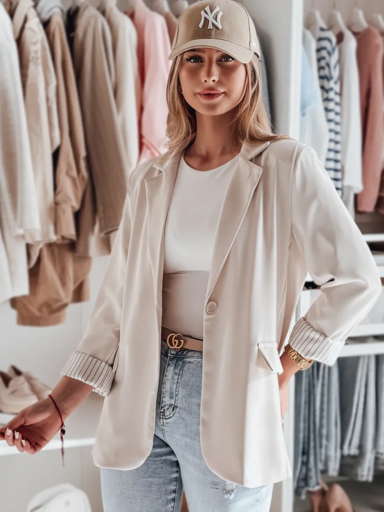 Marynarki Damskie>Dstreet Marynarka damska one size oversize RESIDAL jasnobeżowa PY0122