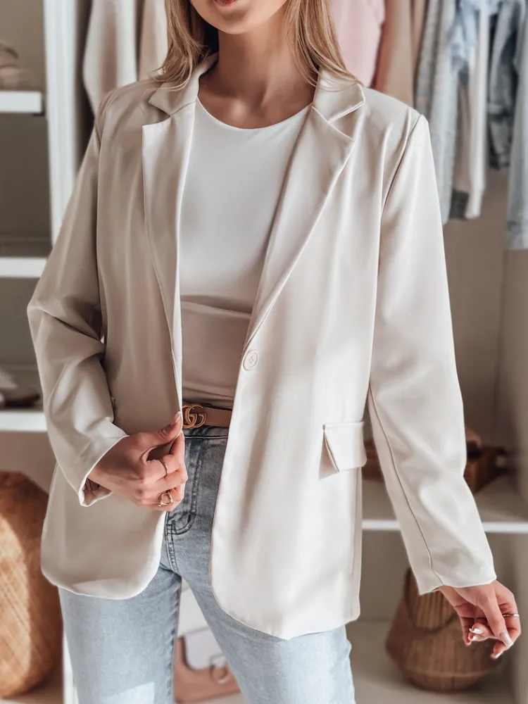 Marynarki Damskie>Dstreet Marynarka damska one size oversize RESIDAL jasnobeżowa PY0122