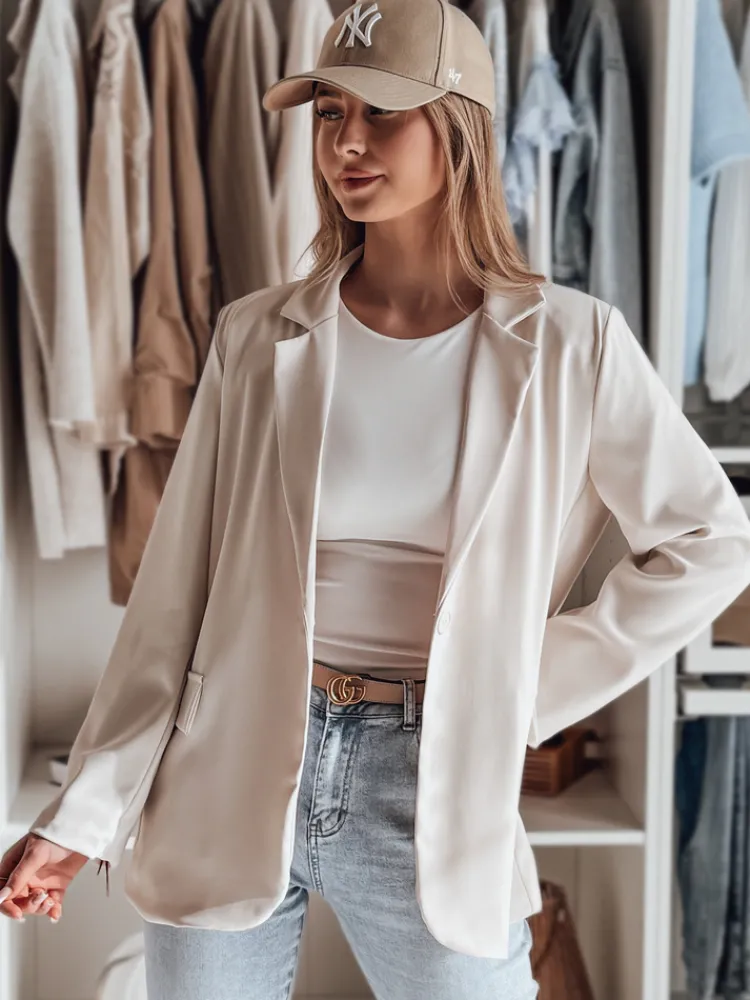 Marynarki Damskie>Dstreet Marynarka damska one size oversize RESIDAL jasnobeżowa PY0122