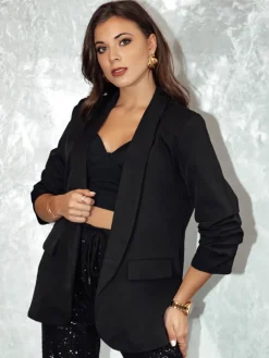 Marynarki Damskie|Wyjątkowe Okazje>Dstreet Marynarka damska one size ELEGANTIS czarna PY0109