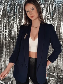 Marynarki Damskie|Wyjątkowe Okazje>Dstreet Marynarka damska one size MARANTTA granatowa PY0104