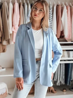 Marynarki Damskie|Wyjątkowe Okazje>Dstreet Marynarka damska one size oversize RESIDAL błękitna PY0121