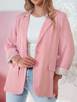 Marynarki Damskie|Wyjątkowe Okazje>Dstreet Marynarka damska one size oversize RESIDAL różowa PY0123