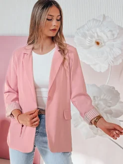 Marynarki Damskie|Wyjątkowe Okazje>Dstreet Marynarka damska one size oversize RESIDAL różowa PY0123