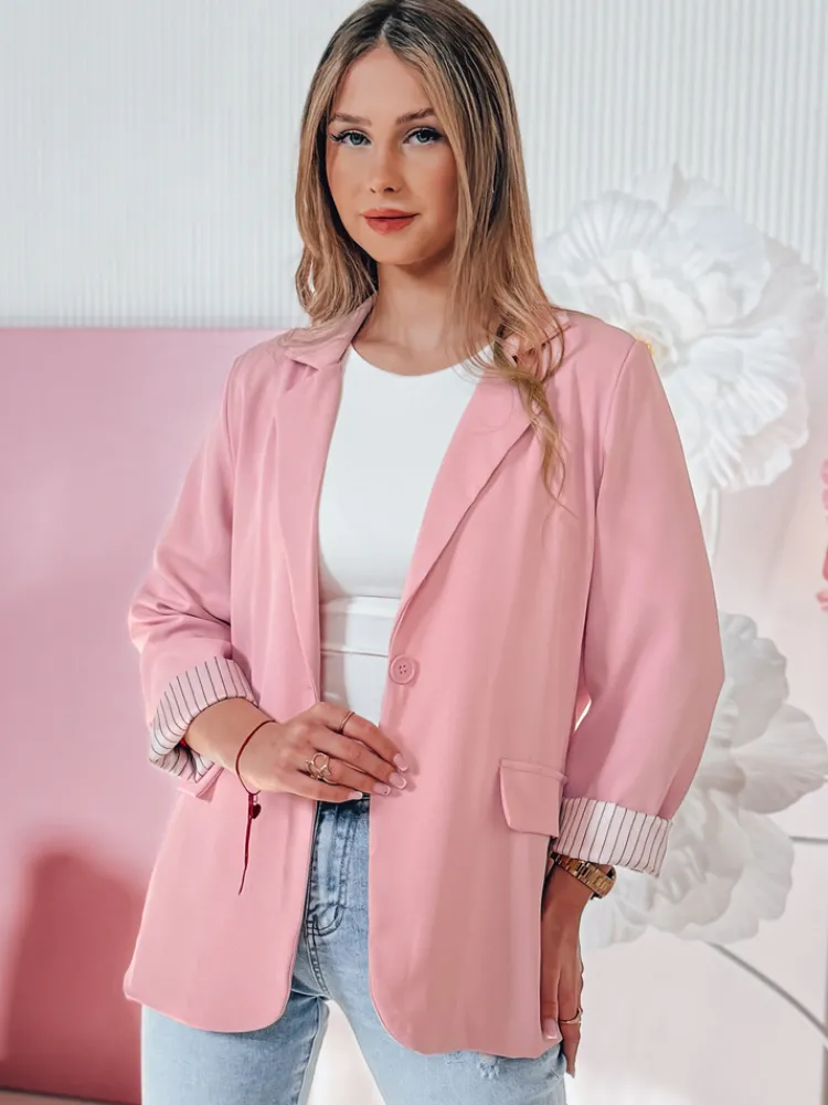 Marynarki Damskie|Wyjątkowe Okazje>Dstreet Marynarka damska one size oversize RESIDAL różowa PY0123