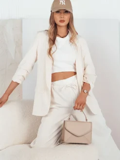 Marynarki Damskie|Wyjątkowe Okazje>Dstreet Marynarka damska OPTON ecru PY0094