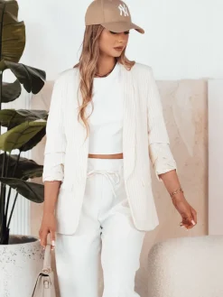 Marynarki Damskie|Wyjątkowe Okazje>Dstreet Marynarka damska OPTON ecru PY0094