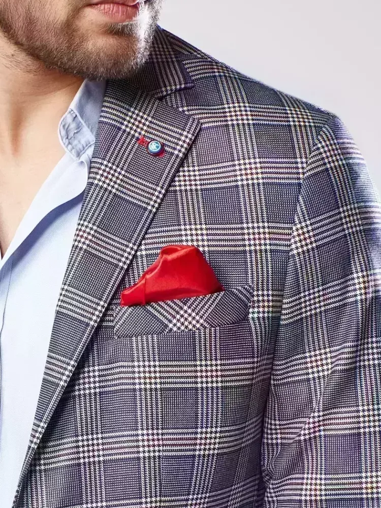 Marynarki Męskie>Dstreet Marynarka męska w kratę granatowa MX0567