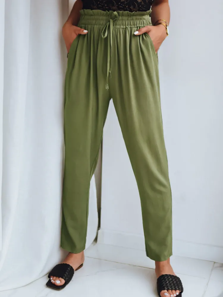 Spodnie Damskie>Dstreet Materiałowe spodnie damskie ADELIS zielone UY1554