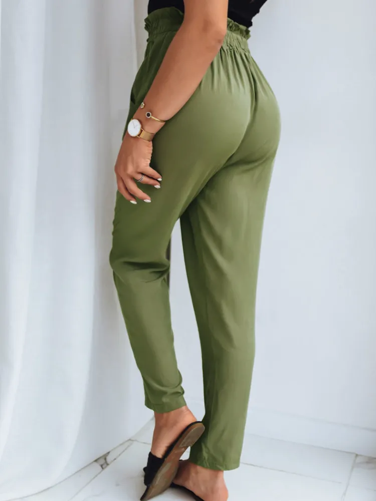 Spodnie Damskie>Dstreet Materiałowe spodnie damskie ADELIS zielone UY1554