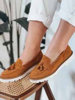 Mokasyny>Dstreet Mokasyny damskie ażurowe VANESSO kamelowe ZY0714