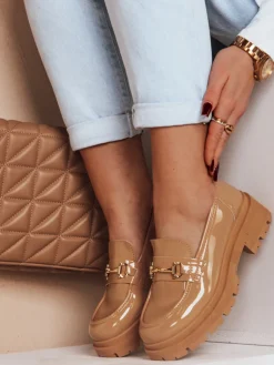 Mokasyny>Dstreet Mokasyny damskie lakierowane ELEGANCI khaki ZY0676