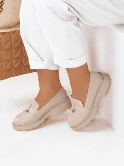 Mokasyny>Dstreet Mokasyny damskie LOAFELIA beżowe ZY0606