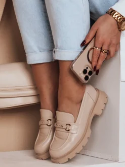 Mokasyny>Dstreet Mokasyny damskie MNIMNI beżowe ZY0659