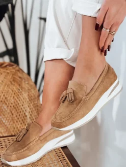 Mokasyny|Espadryle>Dstreet Mokasyny damskie na lekkim koturnie MOCCKO khaki ZY0715