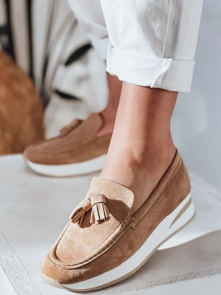 Mokasyny|Espadryle>Dstreet Mokasyny damskie na lekkim koturnie MOCCKO khaki ZY0715
