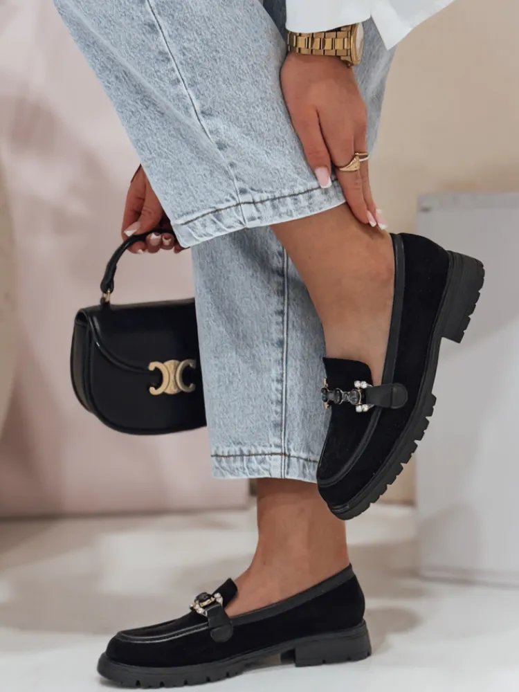 Mokasyny>Dstreet Mokasyny damskie na płaskiej podeszwie LOFINKA czarne ZY0798