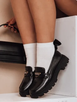 Mokasyny>Dstreet Mokasyny damskie na płaskiej podeszwie ELEGANCIO czarne ZY0708