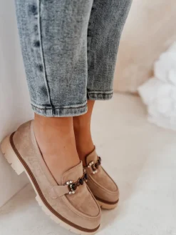 Mokasyny>Dstreet Mokasyny damskie na płaskiej podeszwie LOFINKA khaki ZY0799