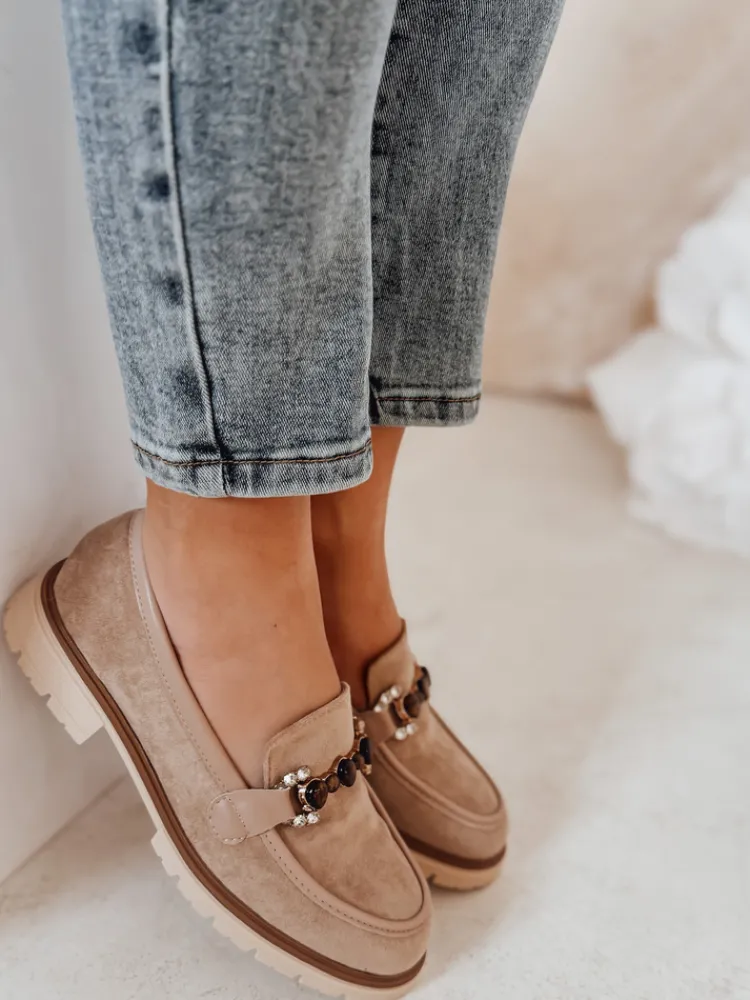 Mokasyny>Dstreet Mokasyny damskie na płaskiej podeszwie LOFINKA khaki ZY0799