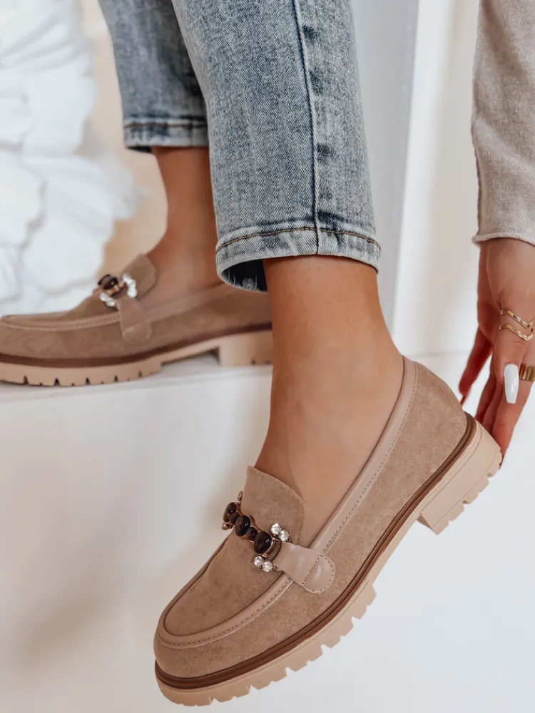 Mokasyny>Dstreet Mokasyny damskie na płaskiej podeszwie LOFINKA khaki ZY0799