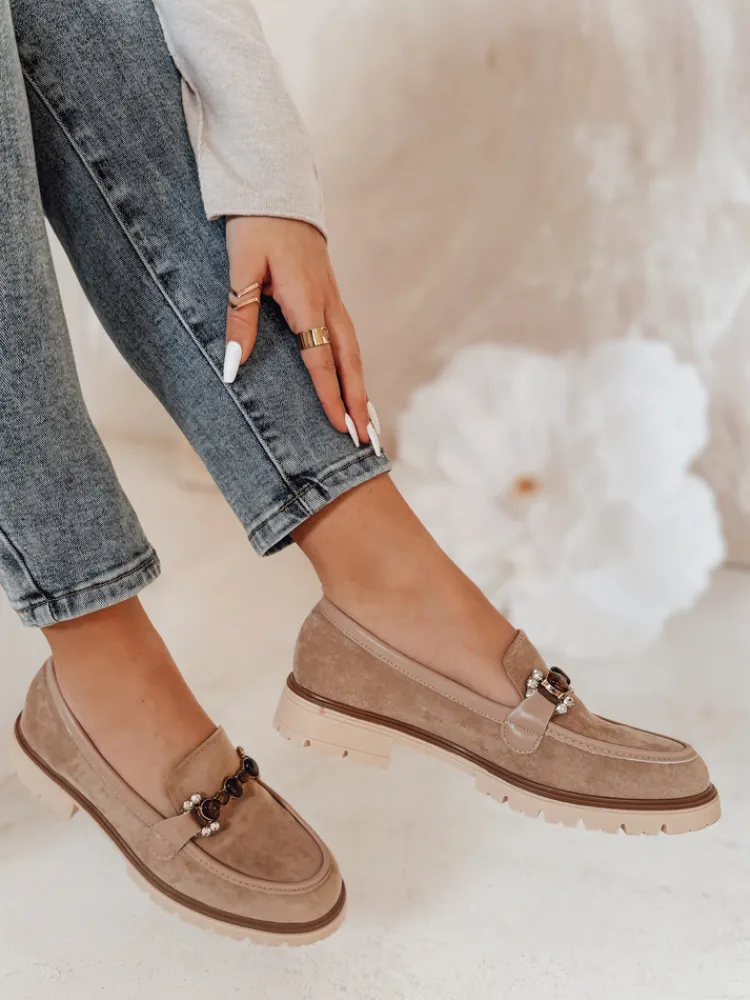 Mokasyny>Dstreet Mokasyny damskie na płaskiej podeszwie LOFINKA khaki ZY0799