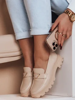 Mokasyny>Dstreet Mokasyny damskie na płaskiej podeszwie ELEGANCIO beżowe ZY0709