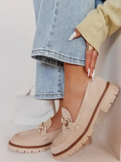 Mokasyny>Dstreet Mokasyny damskie na płaskiej podeszwie LOFINKA beżowe ZY0797