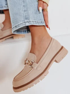 Mokasyny>Dstreet Mokasyny damskie na płaskiej podeszwie LOFINKA beżowe ZY0797