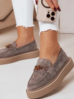 Mokasyny>Dstreet Mokasyny damskie na platformie LOFELIS szare ZY0689