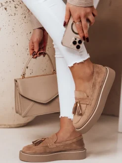 Mokasyny|Espadryle>Dstreet Mokasyny damskie na platformie TASSME beżowe ZY0695